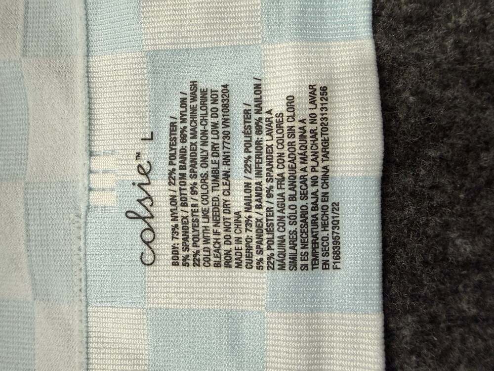 Colsie Women's Light Blue Checkered Seamless Bralette Size L - Picture 4 of 4